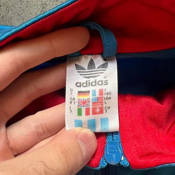Blue and red Adidas track jacket with embroidered logo - Picture 5 of 5